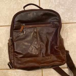 Jack Georges Genuine Leather Brown Backpack/Crossbody Bag